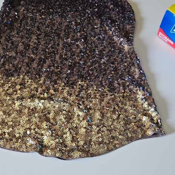Express Sequin Tank Top in Gold and Brown - Picture 3 of 7